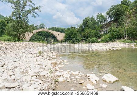 View Of The Alidosi Bridge Located In The Municipality Of Castel Del Rio And Built In The Renaissanc