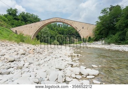 View Of The Alidosi Bridge Located In The Municipality Of Castel Del Rio And Built In The Renaissanc