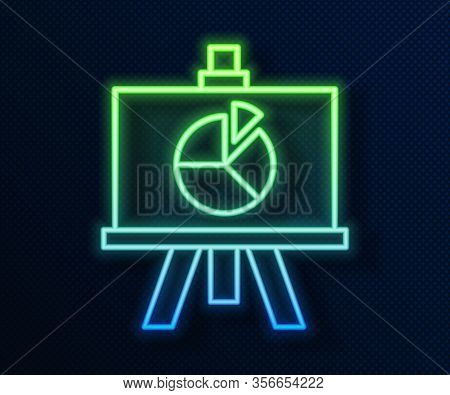 Glowing Neon Line Xyz Coordinate System Icon Isolated On Blue Background. Xyz Axis For Graph Statist