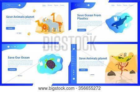 Web Page Design Templates Collection Of Save Planet Or Go Green Themes. Modern Vector Illustration C