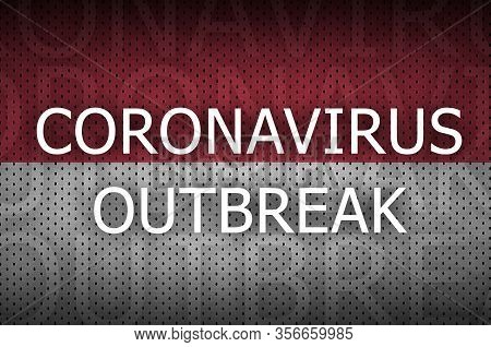 Indonesia Flag And Coronavirus Outbreak Inscription. Covid-19 Or 2019-ncov Virus