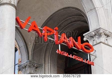 Hannover, Germany - March 2, 2020: Vapiano Logo Sign At Local Branch Of German Franchise Restaurant 