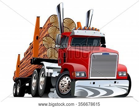 Cartoon Logging Truck Isolated On White Background. Available Eps-10 Vector Format Separated By Grou