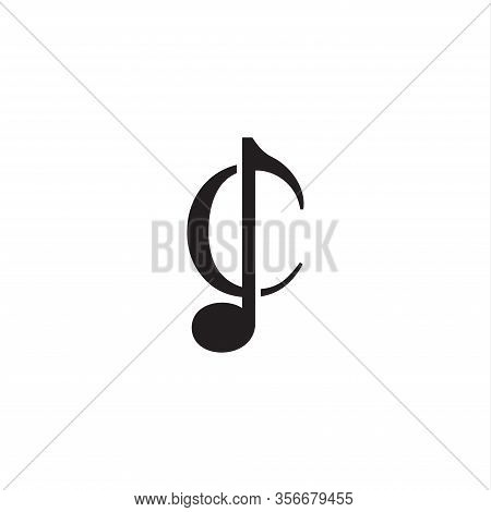 Initial C Letter With Music Vector Logo