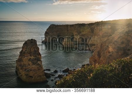 Photo Of The Algrave Region In Portugal At The Sunset Time