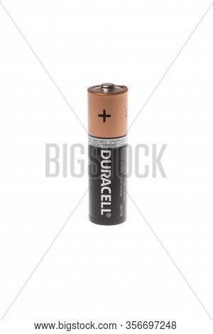 Varna, Bulgaria - March 15, 2020: Photo Of A Duracell Alkaline Batteries, Isolated On White. Duracel