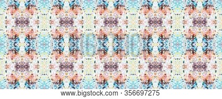 Beige, Blue And Orange Terrazzo Seamless Pattern. Granite Tile. Mosaic Summer Background. Rock Illus