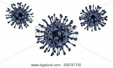 Sars -cov-2 Coronavirus In 3d Rendering. A Dangerous Non- Cellular Infectious Covid-19 Virus That Mu