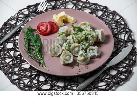 Meat Dumplings, Homemade Traditional Ukrainian Dish Pelmeni