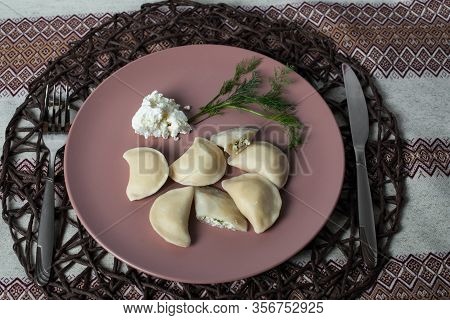 Dumplings With Cheese, Homemade Traditional Ukrainian Dish Varenyky