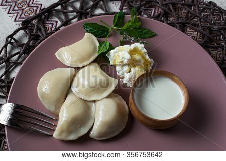 Dumplings With Cheese, Homemade Traditional Ukrainian Dish Varenyky
