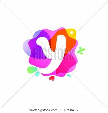 Y Letter Logo With Sale Icons. Overlapping Watercolor Negative Space Font. Perfect Typeface For Shop