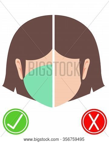 Simple Illustration Of A Girl Wear Face Mask Showing How Importance Of Wearing A Mask For Current Co