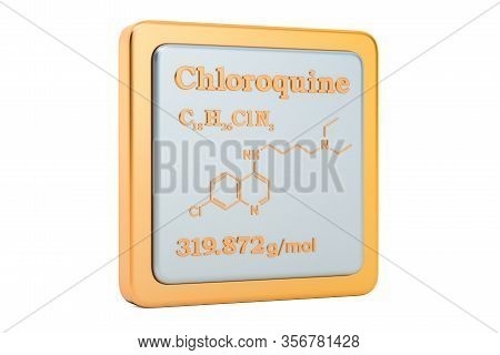 Chloroquine Icon. Icon, Chemical Formula, Molecular Structure. 3d Rendering Isolated On White Backgr