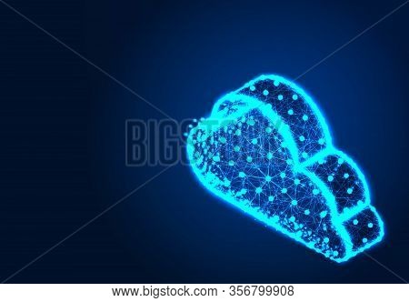 Cloud Computing Network Technology , Abstract Low Poly Designs, From Line And Dot Wireframe, Vector 