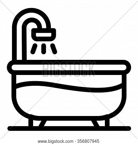 Half Water Bathtub Icon. Outline Half Water Bathtub Vector Icon For Web Design Isolated On White Bac