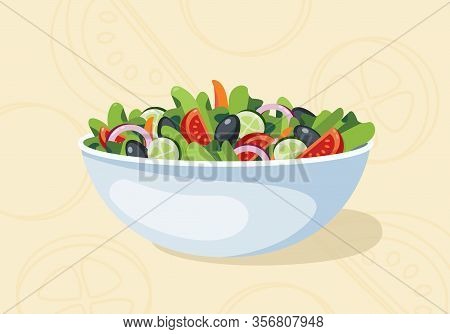 Fresh Vegetable Salad With Background Vector Salad