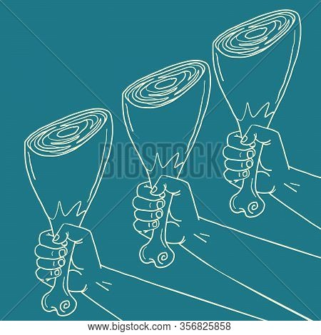 Pork Knuckle Leg. Comic Cartoon Pore Art Retro Vector Kitsch Vintage