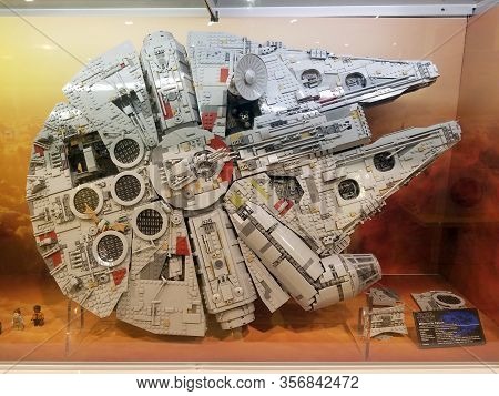 February 16, 2020, Lego Star Wars Millennium Falcon Set Completely Built On Display At The Lego Stor