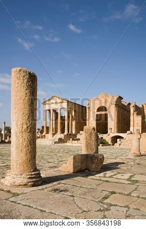 Ruins Of The Roman Forum Of Sufetula In Sbeitla, Tunisia.
