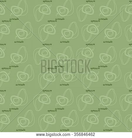 Avocado Fresh Halves Pattern Vector Linear Green