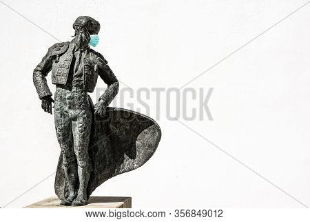 Torero Or Bullfighter Statue With A Surgical Mask