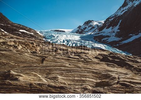 Beautiful Scenery On The Mountains And The Glacier Svartisen Landscape In Norway Scandinavian Nature