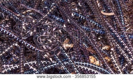 Colored Shavings. Wallpaper Or Screensaver Of Colored Metallic Chips.abstract Color Background Of Me