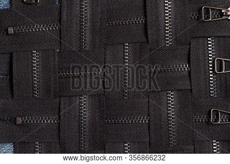 Pack A Lot Of Black Metal Brass Zippers Stripes With Sliders Pattern For Handmade Sewing Tailoring L