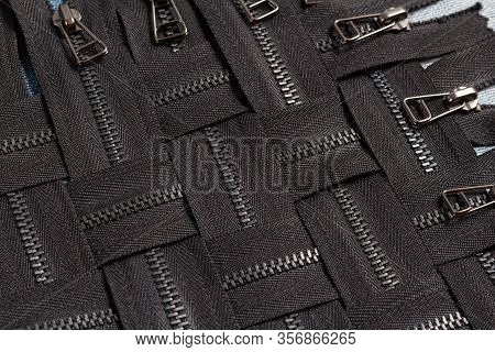 Pack A Lot Of Black Metal Brass Zippers Stripes With Sliders Pattern For Handmade Sewing Tailoring L