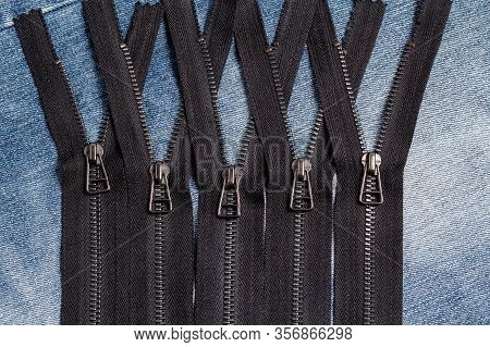 Pack A Lot Of Black Metal Brass Zippers Stripes With Sliders Pattern For Handmade Sewing Tailoring L