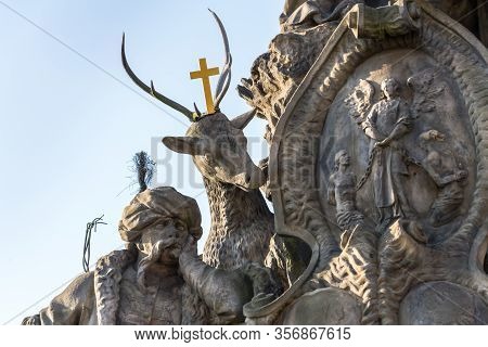 Baroque Sculpture Of John Of Matha, Felix Of Valois And Saint Ivan On The Charles Bridge, Prague, Cz