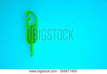Green Feather Pen Icon Isolated On Blue Background. Minimalism Concept. 3d Illustration 3d Render