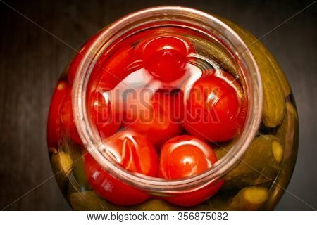 Picles Marinated Salted Cucumbers In The Glass Jar