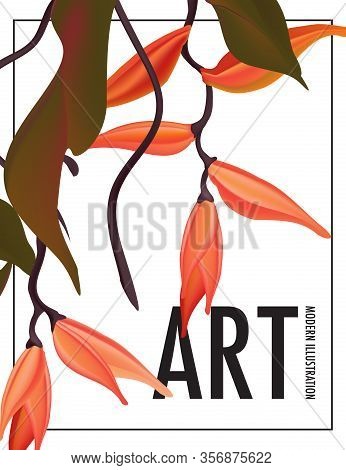 Heliconians Exotic Flower Nature Garden Print. Wild African, Australian Plant Orhanic Watercolor Uni