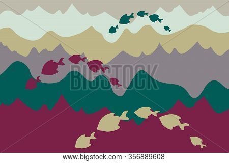 Abstract Drawing Of Wave Fish Background Fantasy