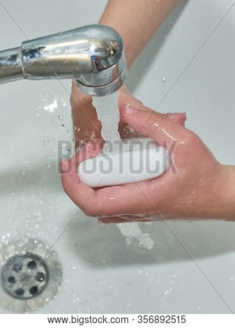 Wash Hands With Soap. Coronavirus Protect. Covid-2019 Prevention
