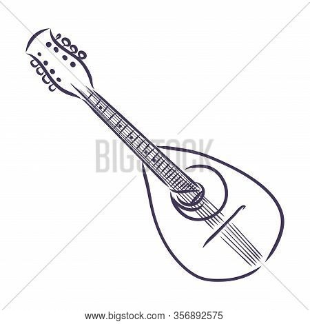 Dombra. National Music Instrument. Vector Sketch Illustration