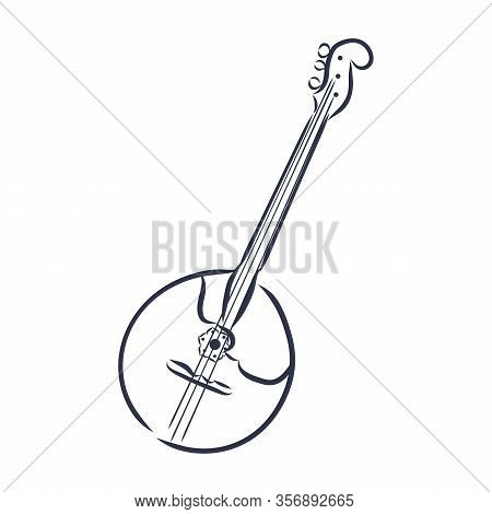 Dombra. National Music Instrument. Vector Sketch Illustration
