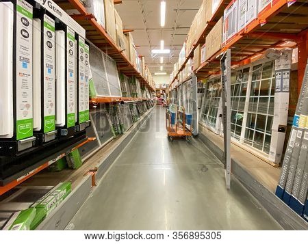 The Home Depot Store Department Section Aisles In San Diego, California, Usa. The Home Depot Is The 