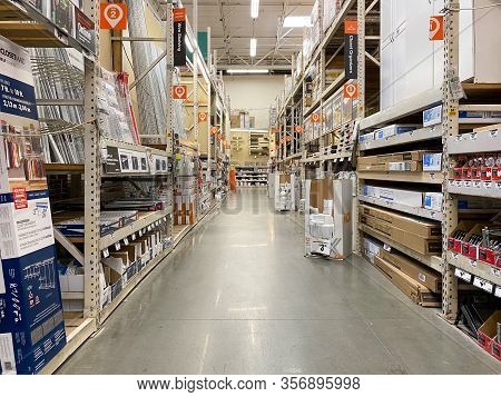 The Home Depot Store Department Section Aisles In San Diego, California, Usa. The Home Depot Is The 