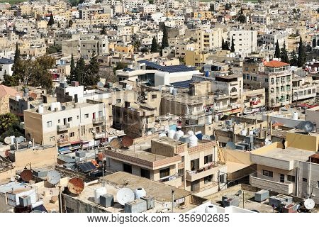 Madaba, Jordan - February 21, 2020. Panorama Of Madaba City, Jordan. Madaba Is The Capital City Of M