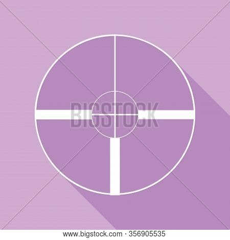Sight Sign Illustration. White Icon With Long Shadow At Purple Background. Illustration.