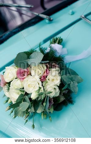 Beautiful Wedding Bouquet Of The Bride Of White Roses