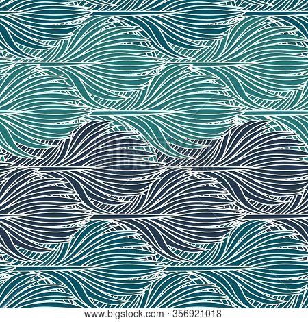 Abstract Feather Seamless Vector Pattern. Decorative Hand Drawn Vintage Background.