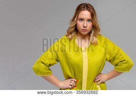 Portrait Of Displeased Upset Angry Female, Being Discontent And Unhappy As Can T Achieve Goals, Isol