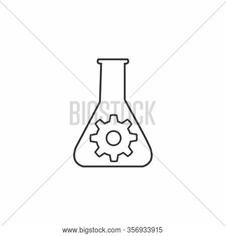 Laboratory Chemistry Equipment, Test Tube With Mechanical Gear Icon, Lab Flask Icon. Stock Vector Il
