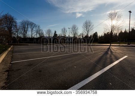 North Vancouver, Bc, Canada - Mar 19, 2020: The Front Of Carson Graham High School Which Has Been Cl