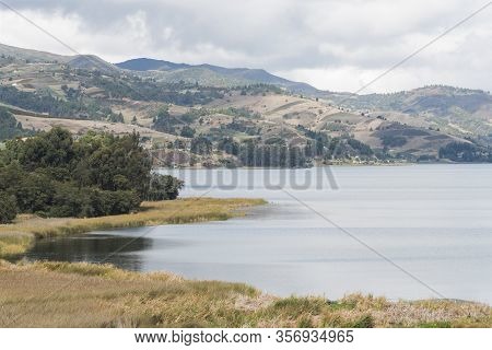 Aquitania, Boyaca / Colombia; April 8, 2018: Rural Andean Landscape, Tota, The Largest Colombian Lak
