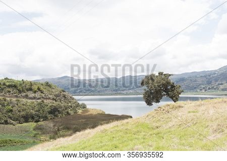 Aquitania, Boyaca / Colombia; April 8, 2018: Rural Andean Landscape, Tota, The Largest Colombian Lak